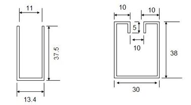6063 T5 Aluminium Extruded Sections For Shower Cabins / Shower Screen / Glass Door