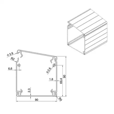 90*90 Mm T Slot Profile Aluminum Trunking For Power Cords Cable Pneumatic Tube